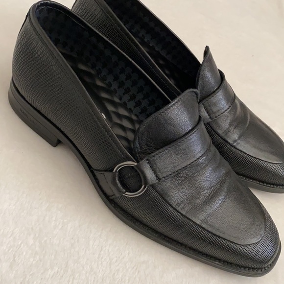 Karl Lagerfeld Paris | Textured Leather Bit Apron Toe Loafers LF1D2058 Black 7.5 - Picture 2 of 15